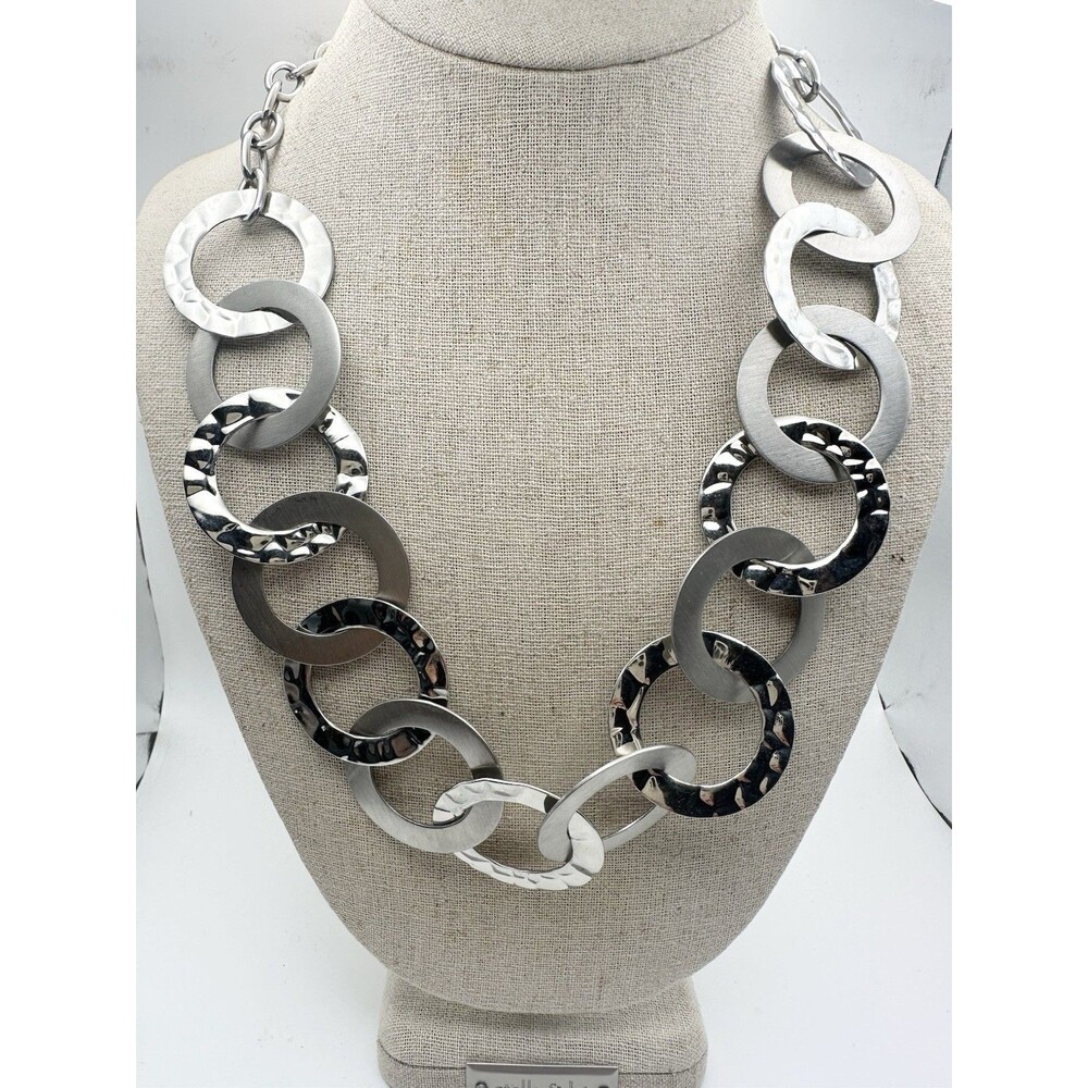 Milor Stainless Steel SilverTone Link Chain Necklace 22” Statement